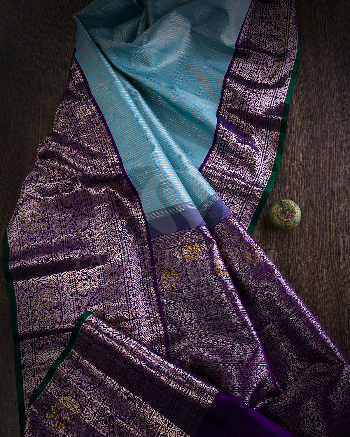 Powder Blue And Royal Violet Kanjivaram Silk Saree - S1336(A)