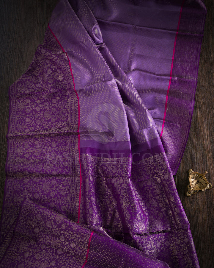 Light and Deep Lavender Kanjivaram Silk Sare - DJ320(D)
