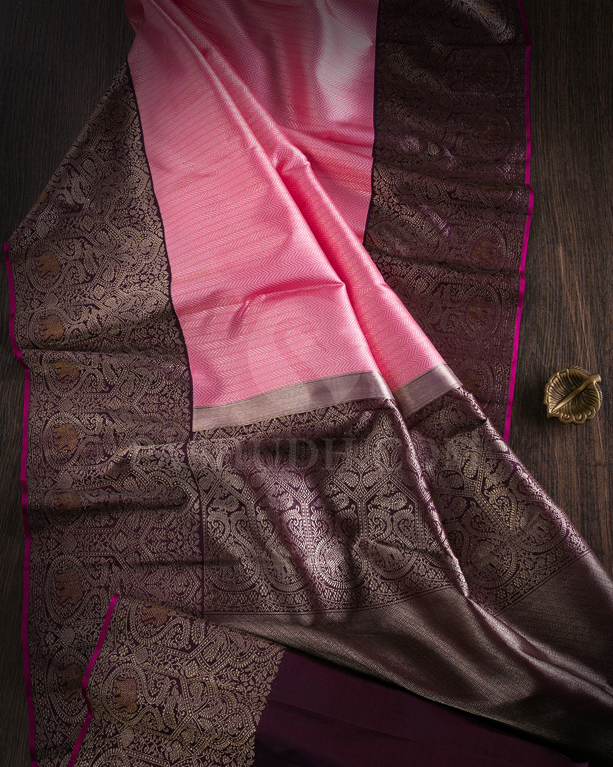 Baby Pink and Purple Kanjivaram Silk Saree - S1321(A)