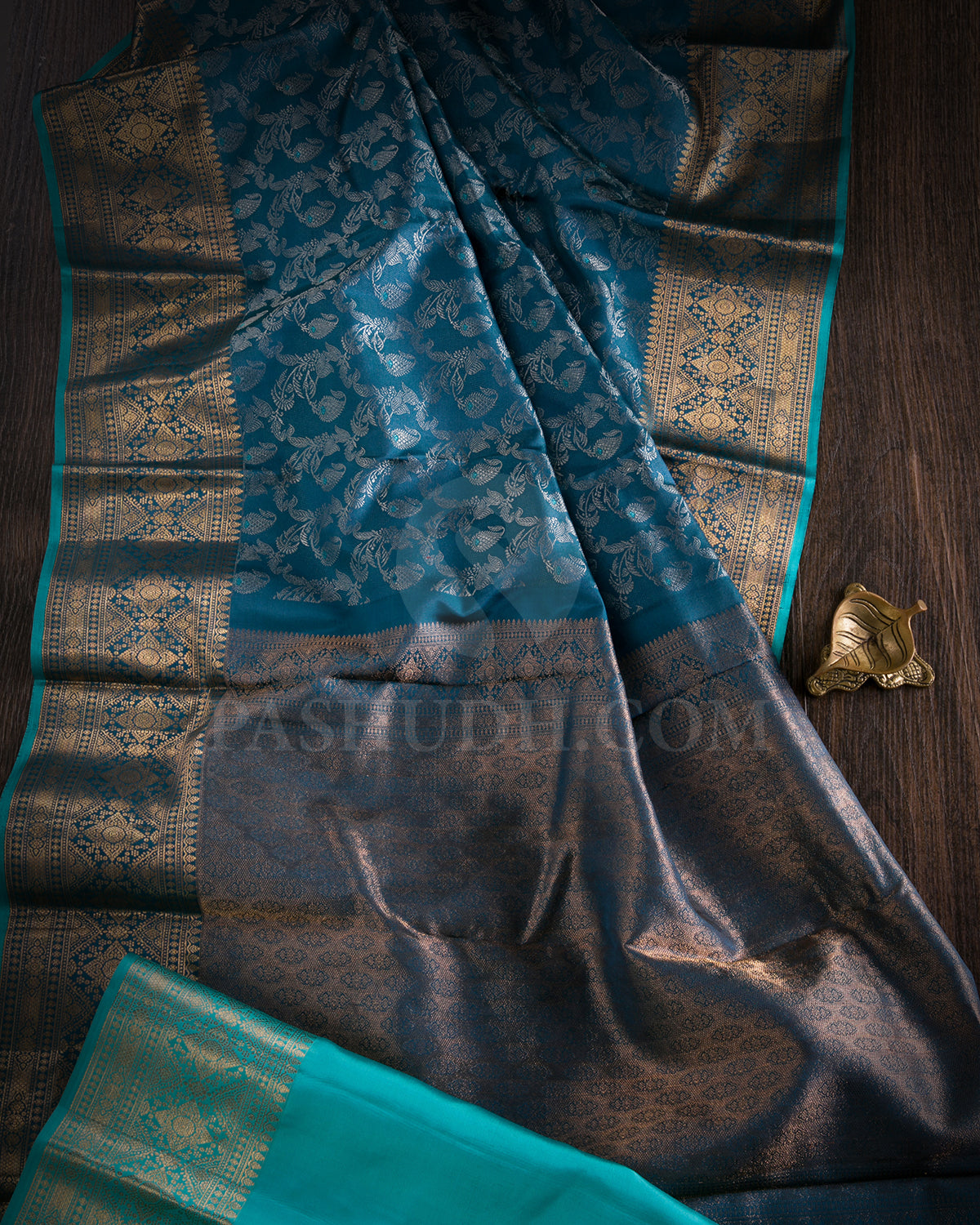 Teal Blue Kanjivaram Silk Saree - DJ323(B)