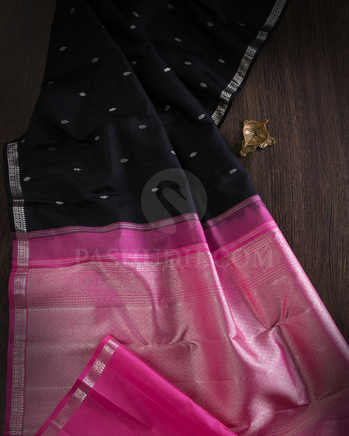 Black And Rose Pink Traditional Kanjivaram Silk Saree - SVJ43