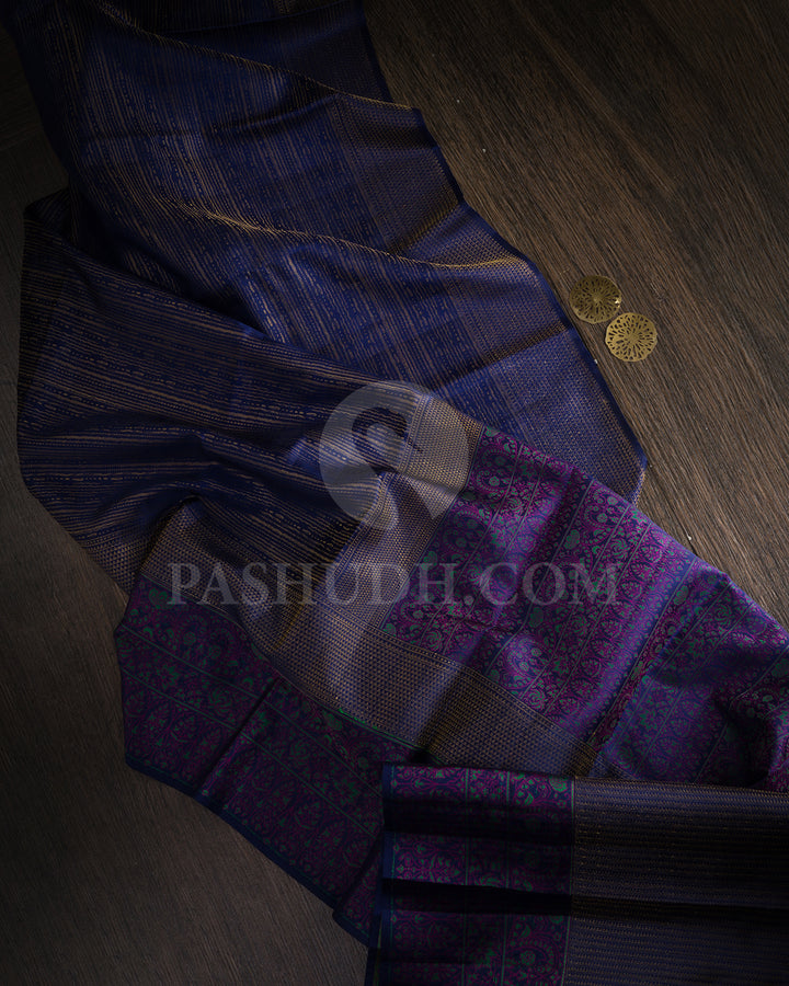 Navy Blue Kanjivaram Silk Saree-D681(B)