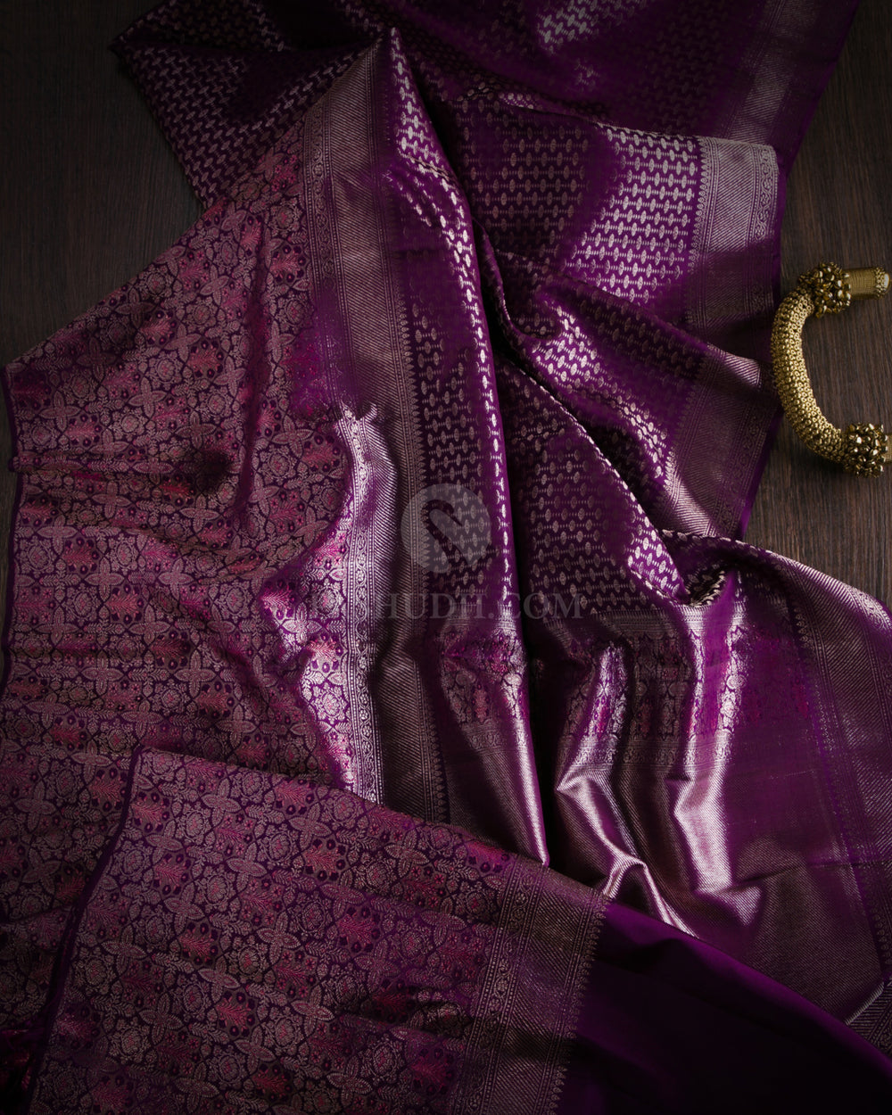 Dark Violet Pure Zari Kanjivaram Silk Saree - S798 - View 2