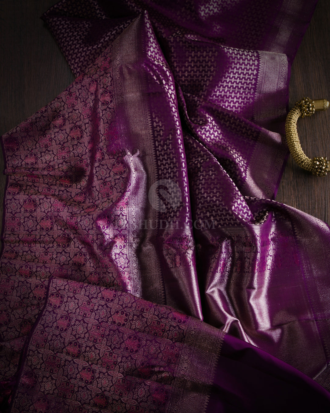 Dark Violet Pure Zari Kanjivaram Silk Saree - S798 - View 2