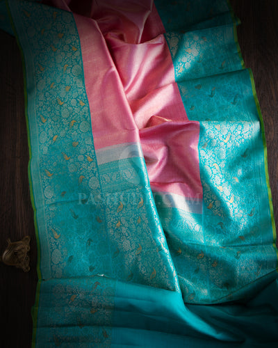 Pink & Turquoise Kanjivaram Silk Saree - S901