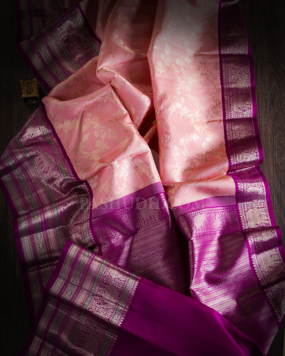 Baby Pink & Magenta Kanjivaram Silk Saree - S893