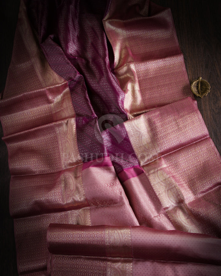 Violet and Pink Kanjivaram Silk Saree - DT220