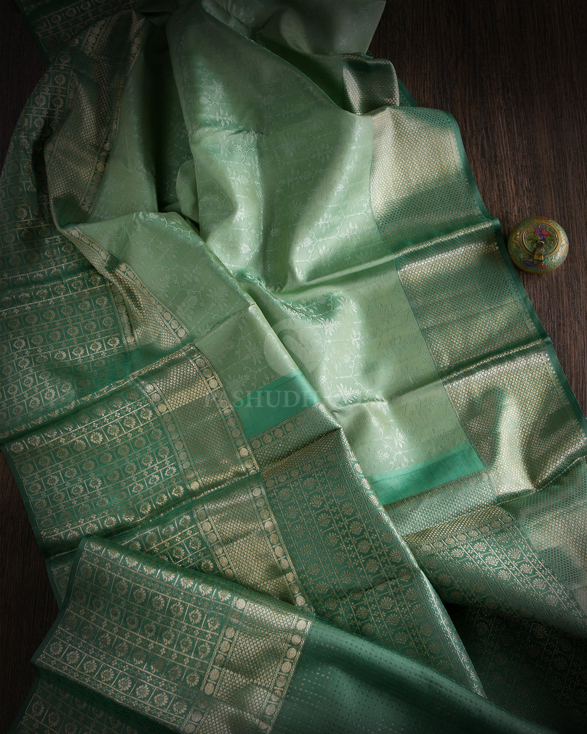 Olive Green Kanjivaram Silk Saree - D458