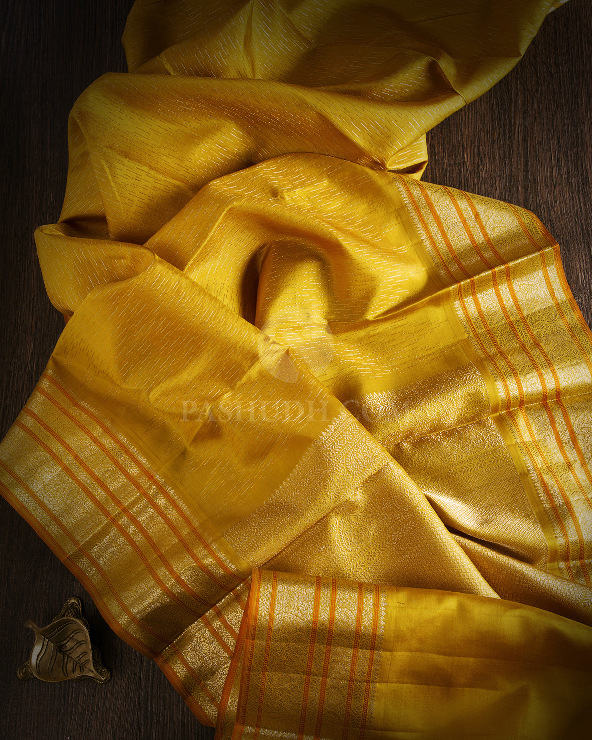 Mustard Yellow Kanjivaram Silk Saree - DJ186 - View 1