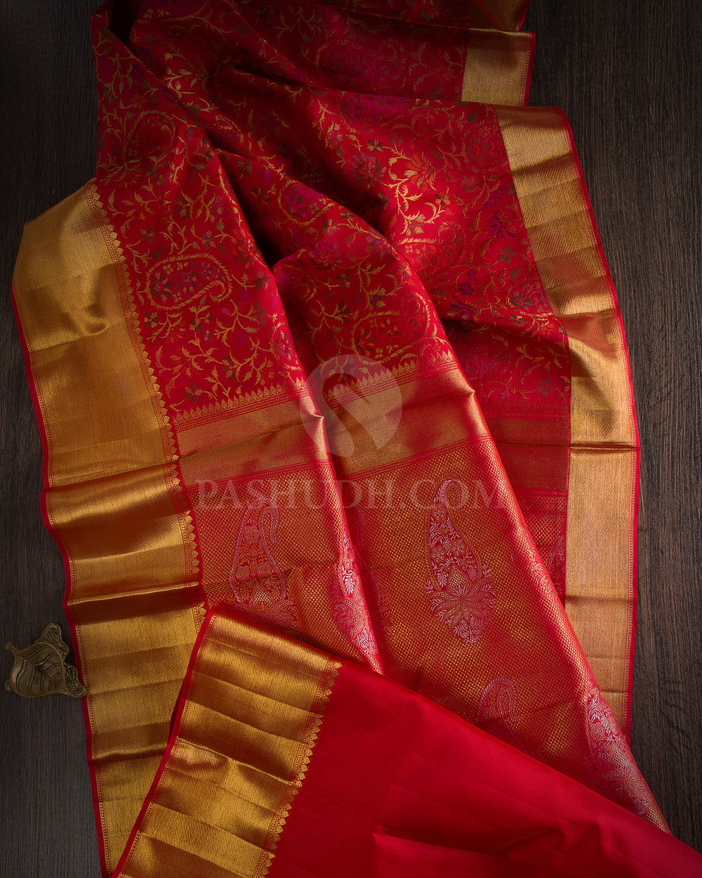 Red Pure Zari Kanjivaram Silk Saree - P146(A) - View 1