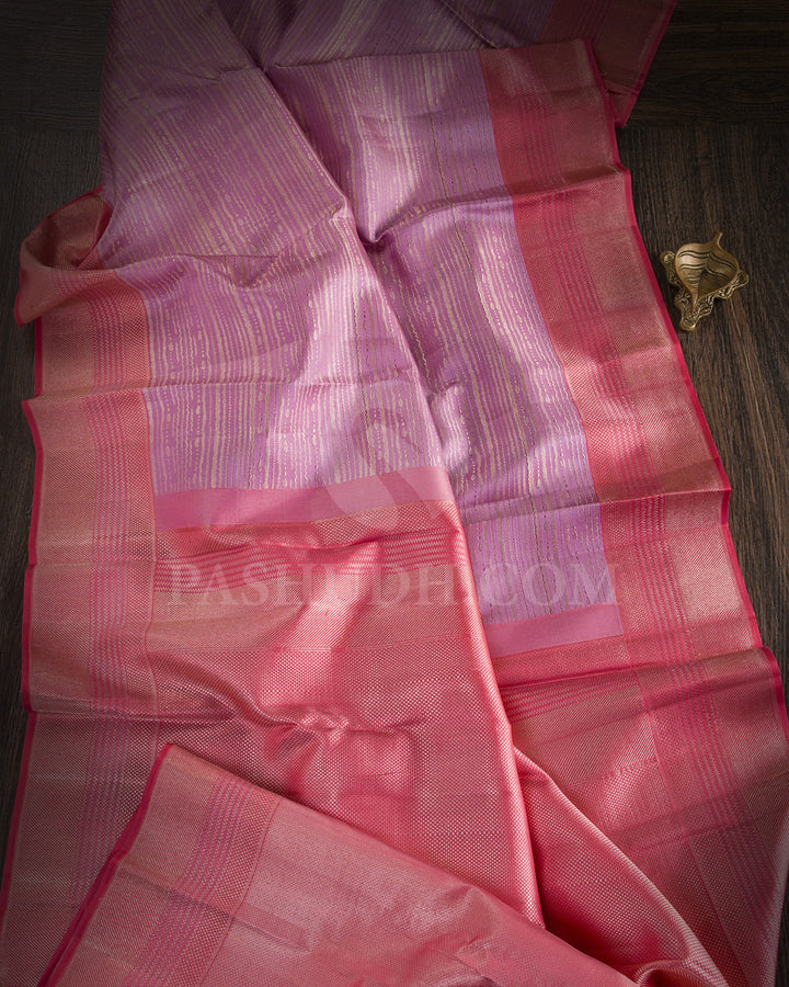 Lavender and Peachy Pink Kanjivaram Silk Saree - D537(B)