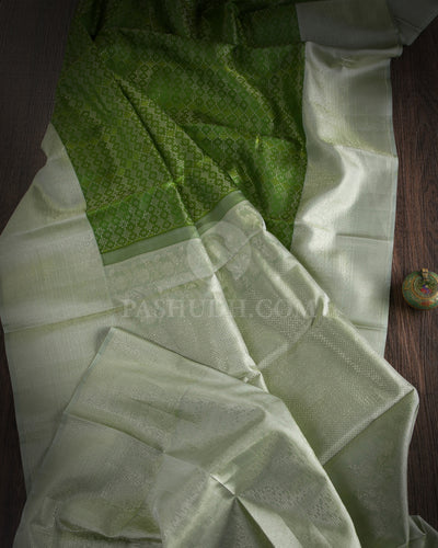 Shamrock Green and Sage Green kanjivaram Silk Saree - DT251(B)
