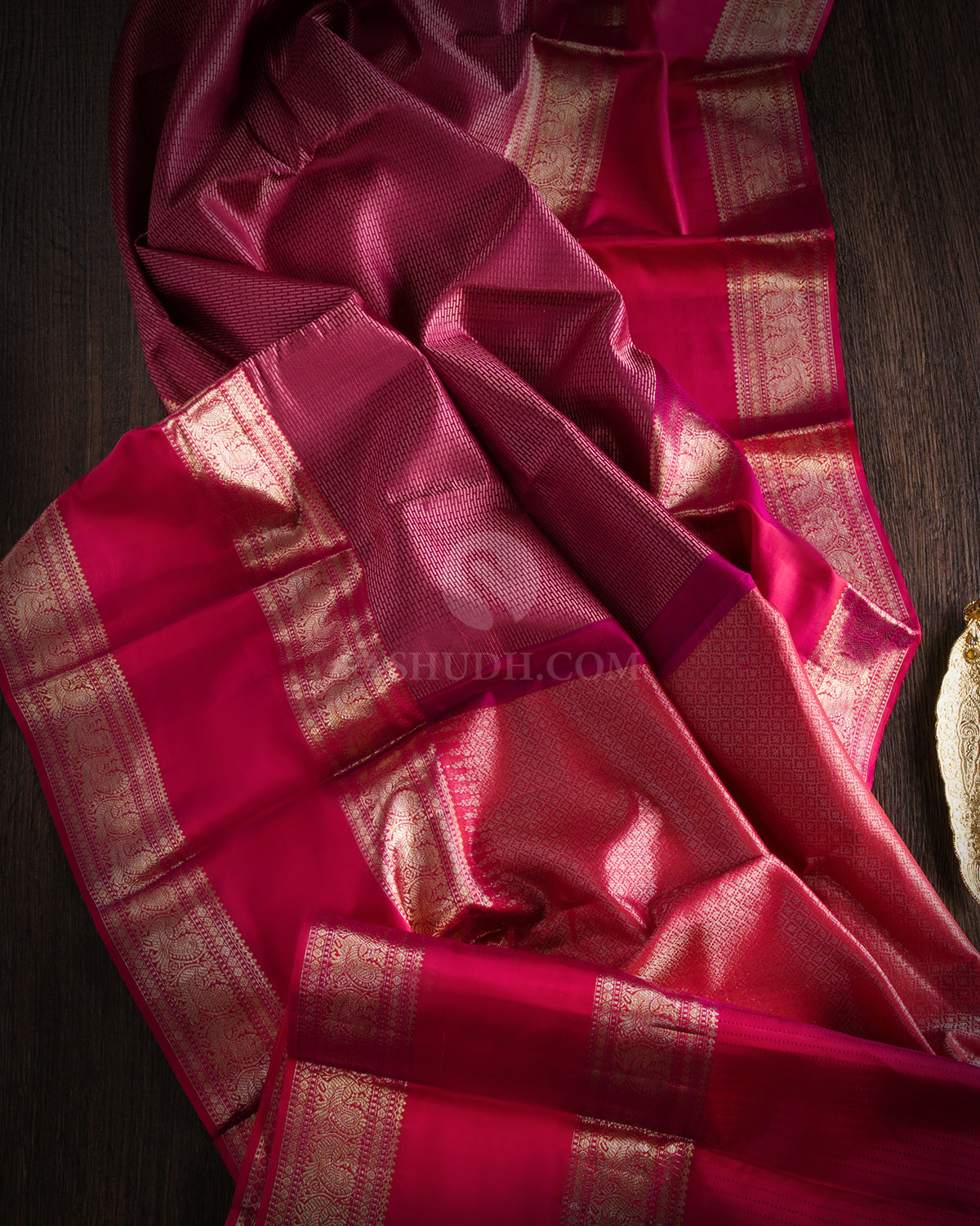 Mulberry and Hot Pink Kanjivaram Silk Saree - D459