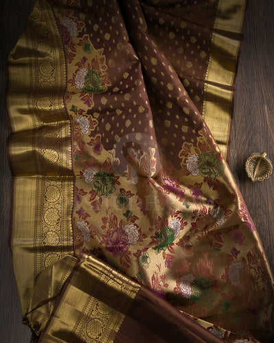 Brown Pure Zari Kanjivaram Silk Saree - P163(A)