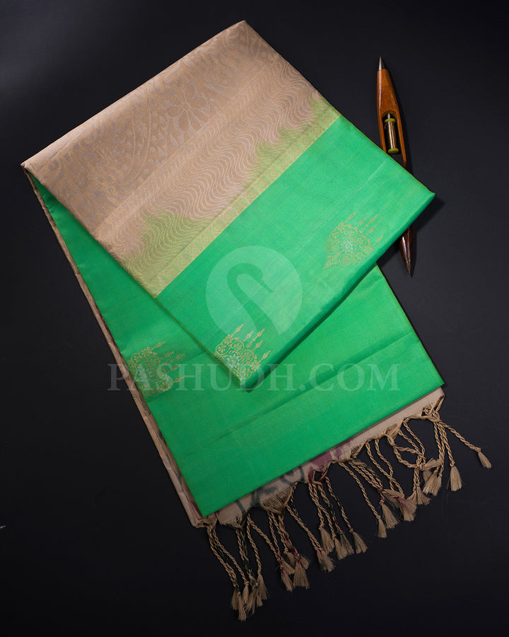 Rexona Green and Greige Soft Silk Saree - AC8