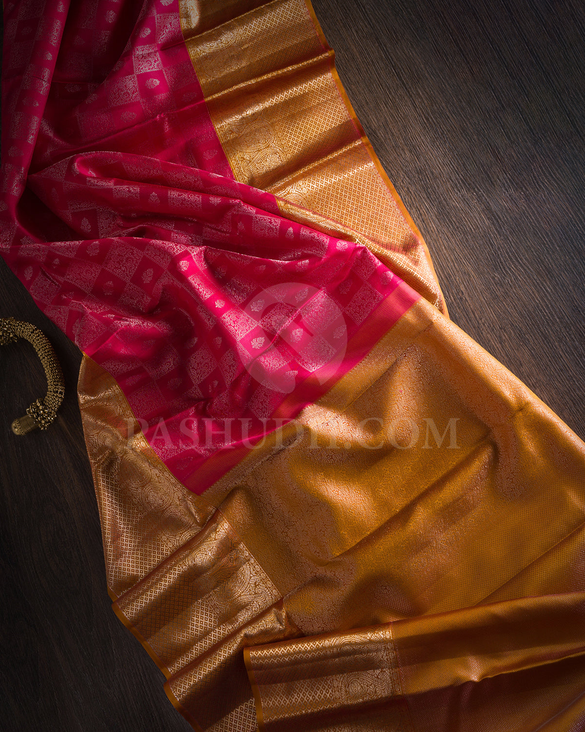 Dark Pink And Dark Orange Kanjivaram Silk Saree - DT306(B)