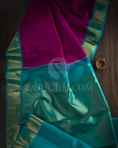 Violet and Anandha Blue Traditional Kanjivaram Silk Saree - SVJ70