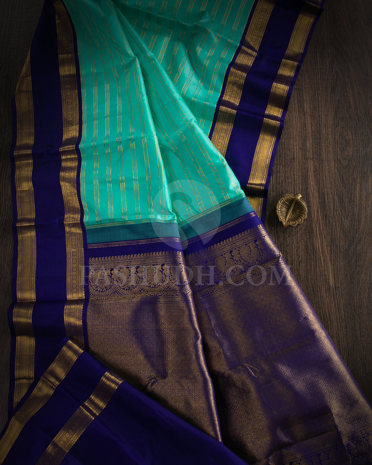 Turquoise Blue And Royal Blue Traditional Kanjivaram Silk Saree - SVJ55