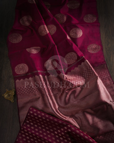 Maroon Borderless Traditional Kanjivaram Silk Saree - SVJ83