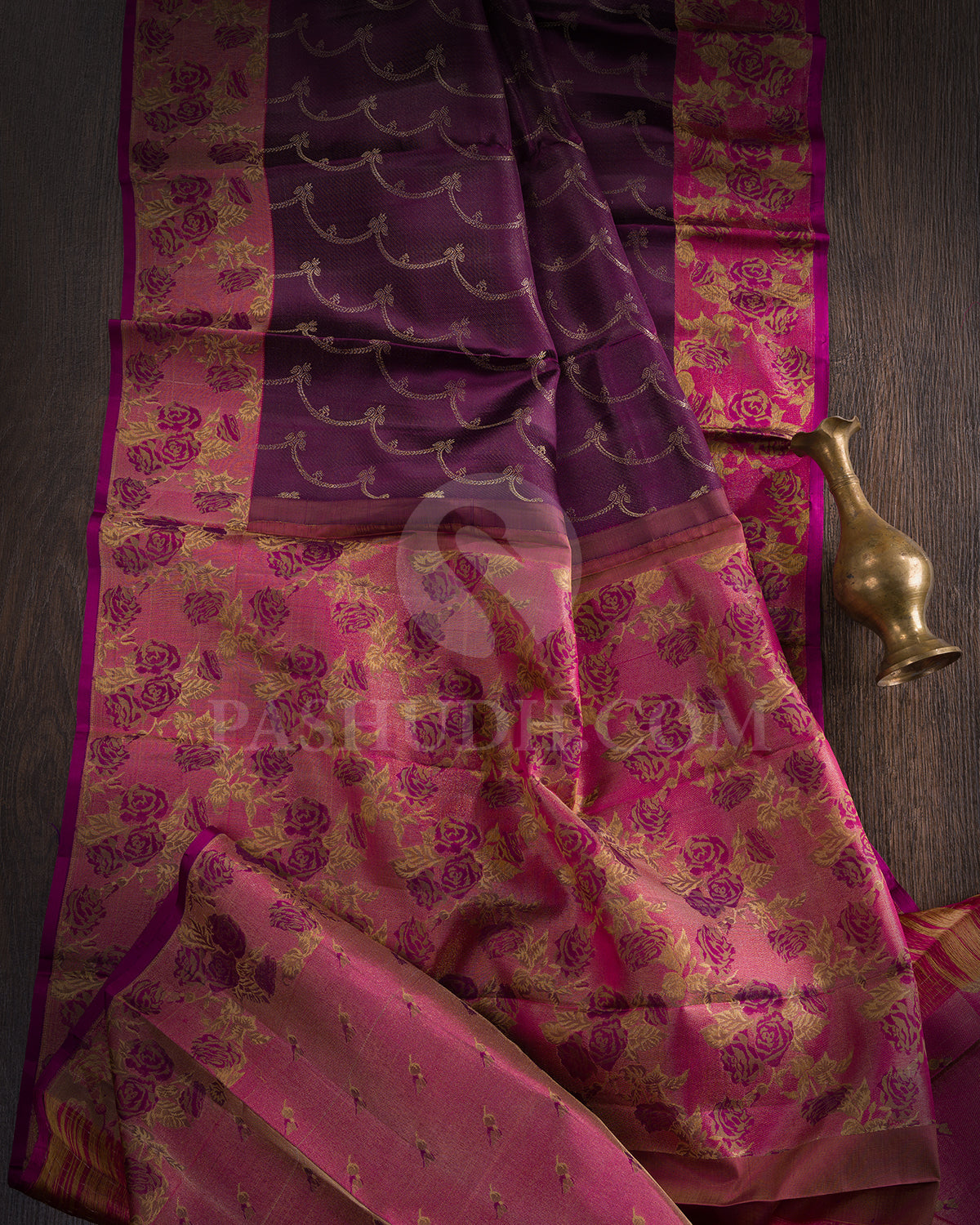 Purple And Magenta Kanjivaram Silk Saree - DJ351(A)