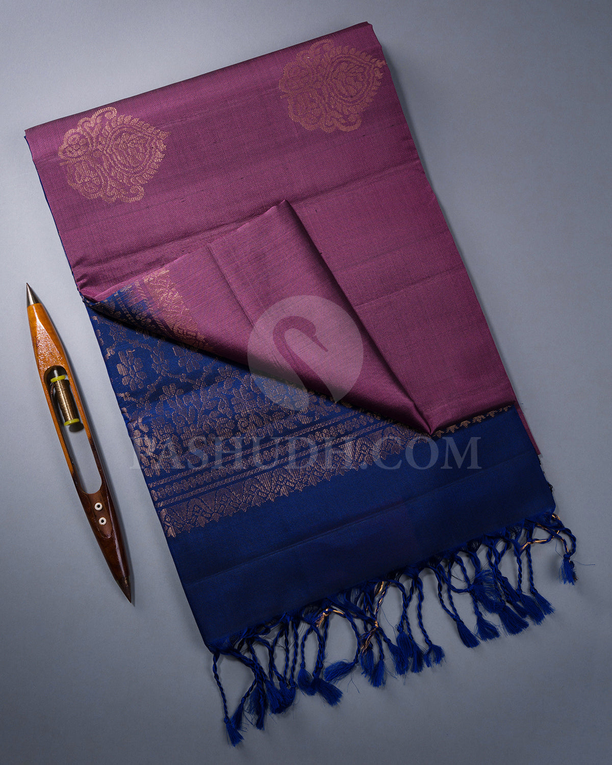 Grape and Navy Blue Soft Silk Saree - AC60