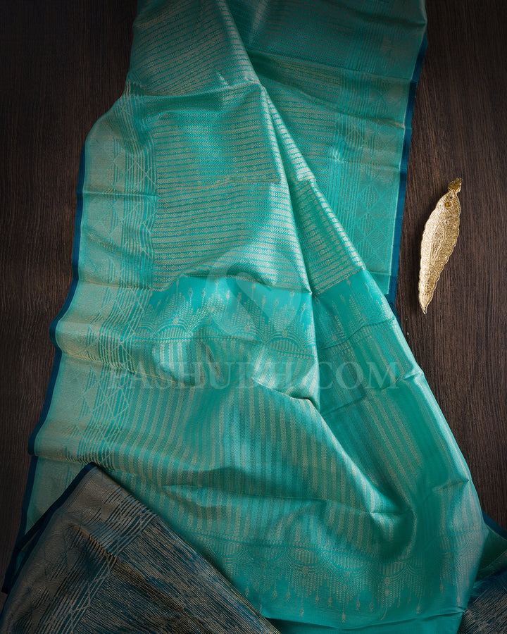 Turquoise Blue Kanjivaram Silk Saree - DT299(A)