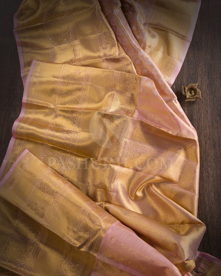 Lace Pink Kanjivaram Silk Saree - BKB17