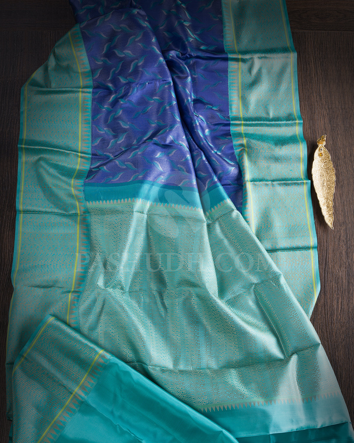 Violet Blue And Mild Turquoise Kanjivaram Silk Saree - D604(A)