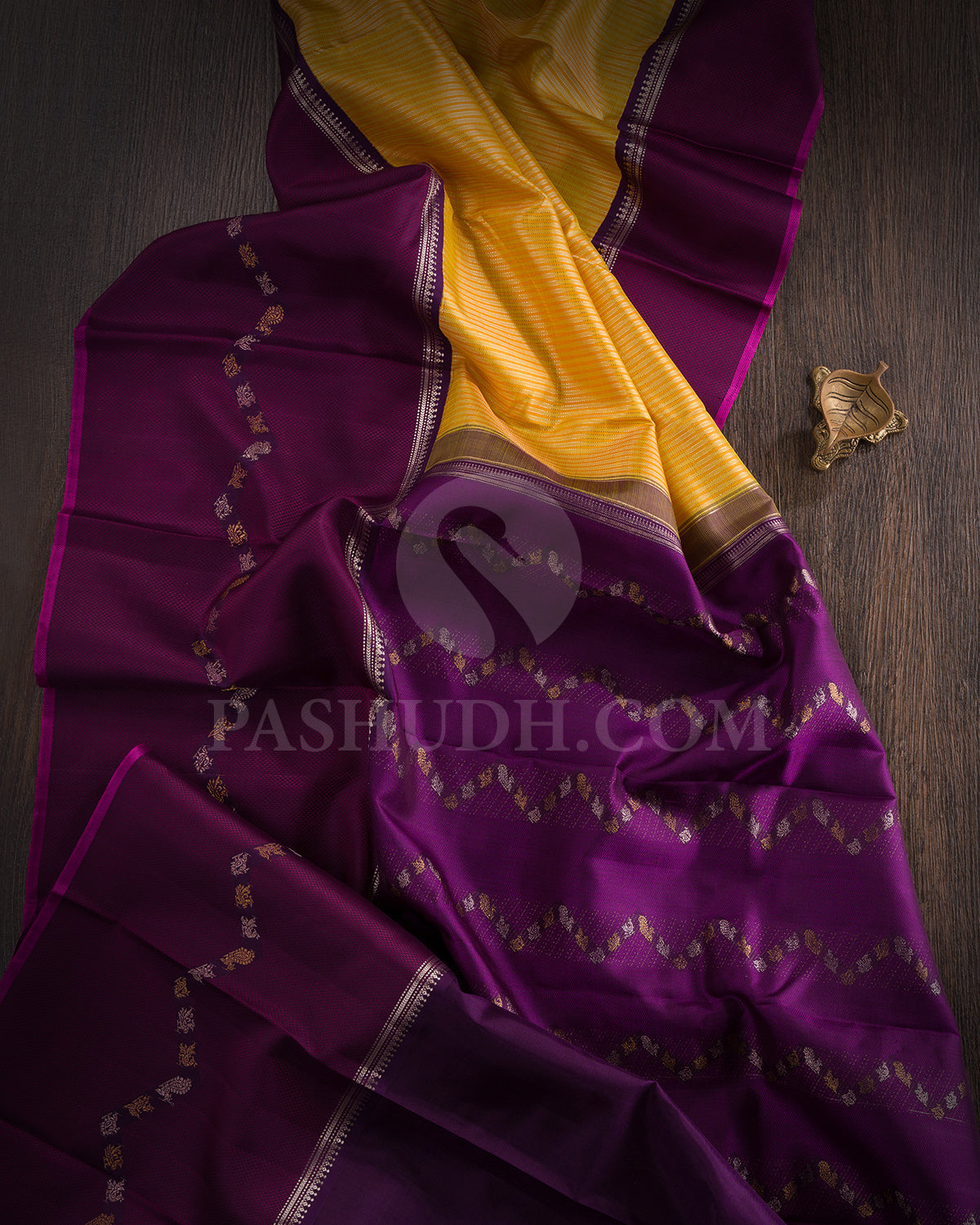 Yellow - Orange And Purple Kanjivaram Silk Saree - S1395(A)