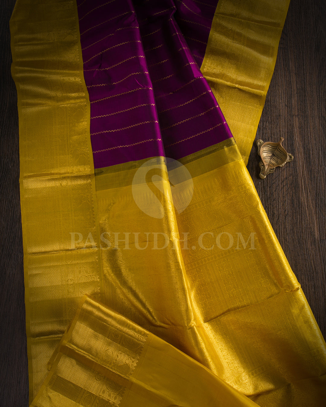 Violet and Mustard Yellow Traditional Kanjivaram Silk Saree - SVJ76
