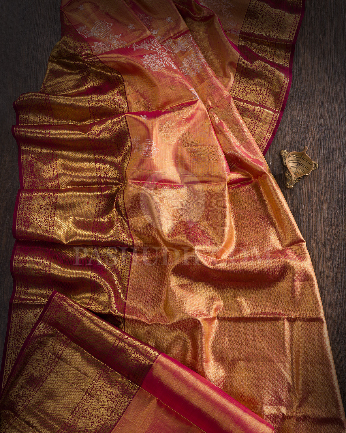 Pink And Aubergine Tissue Kanjivaram Silk Saree - BKB16