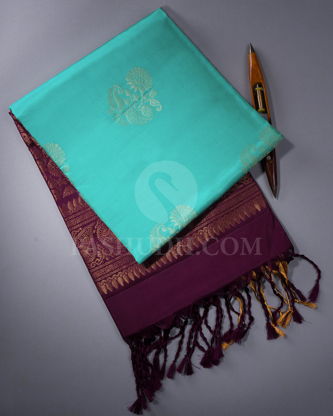 Artic Blue and Plum Soft Silk Saree - AC3