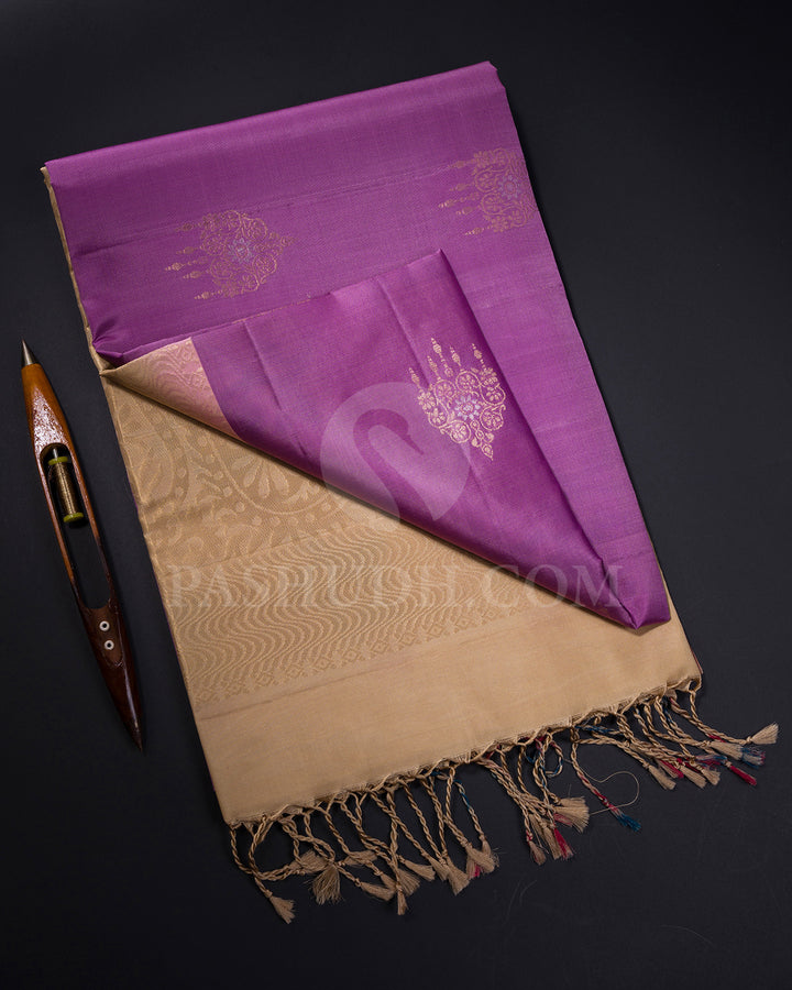 Lavender and Beige Soft Silk Saree - AC21