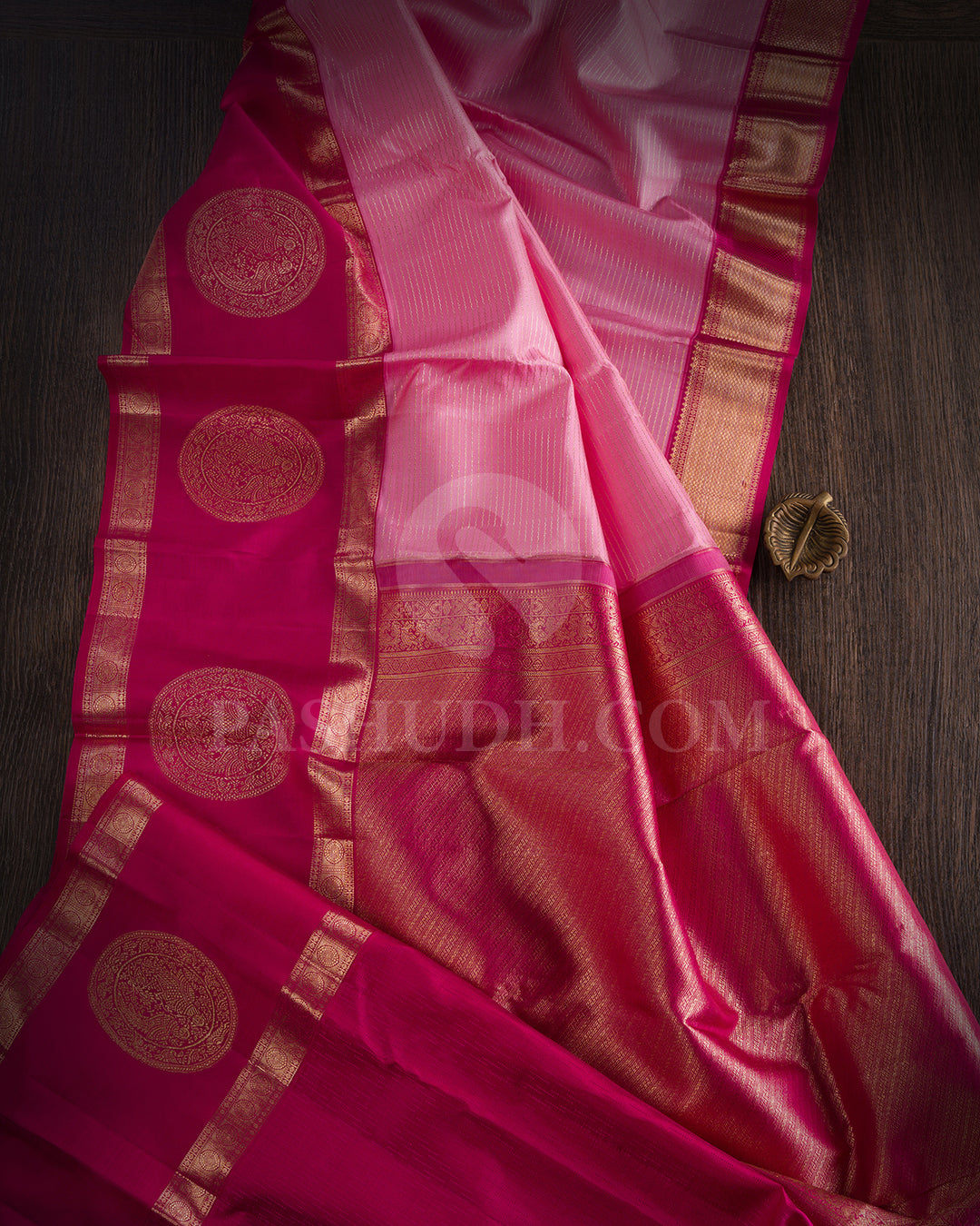 Baby Pink And Rani Pink Kanjivaram Silk Saree - S1392(A)