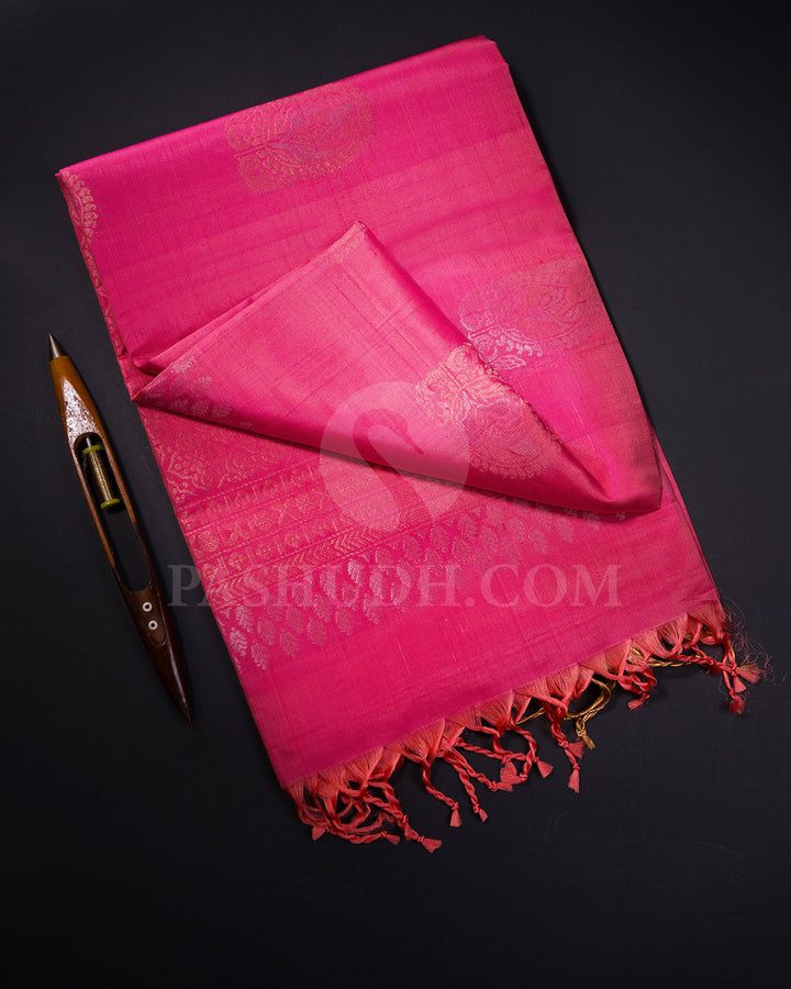 Peachy Pink Soft Silk Saree - AC96