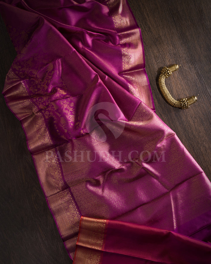 Magenta And Rust Orange Kanjivaram Silk Saree - D608(A)