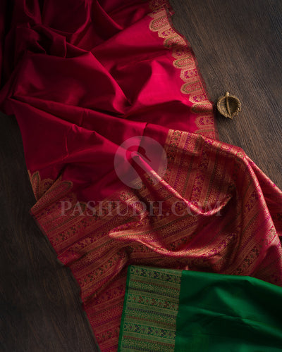 Maroon And Green Kanjivaram Silk Saree - S1386(B)