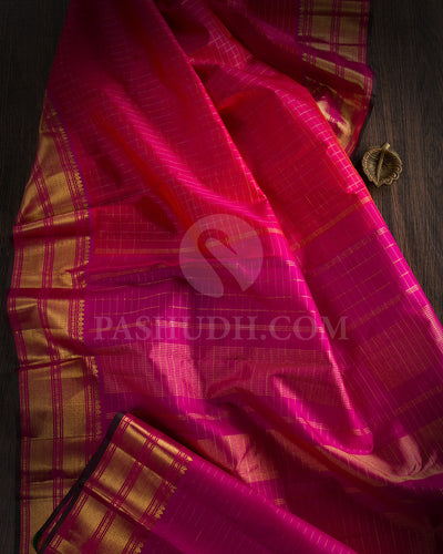 Dual Shaded Rani Pink Traditonal Kanjivaram Silk Saree - SVJ85