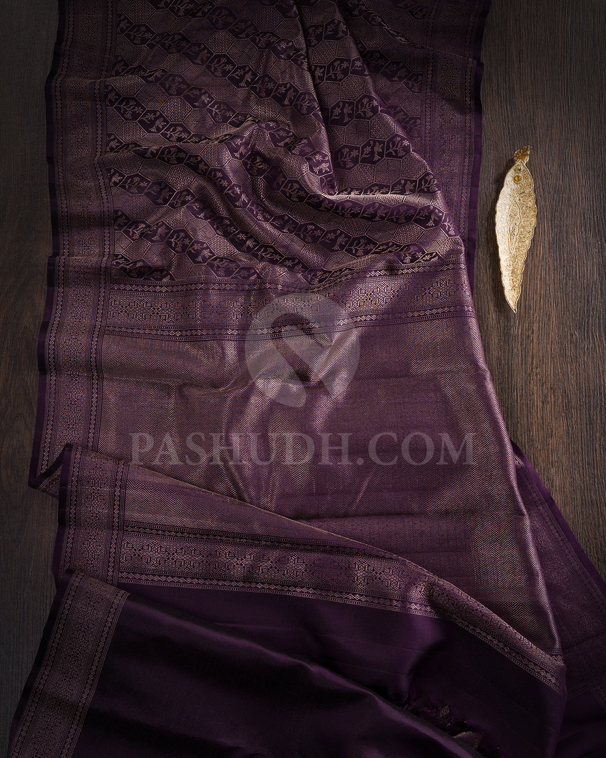 Aubergine Kanjivaram Silk Saree - D606(B)