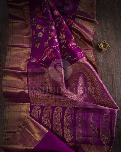 Purple Pure Zari Kanjivaram Silk Saree - P162(A)