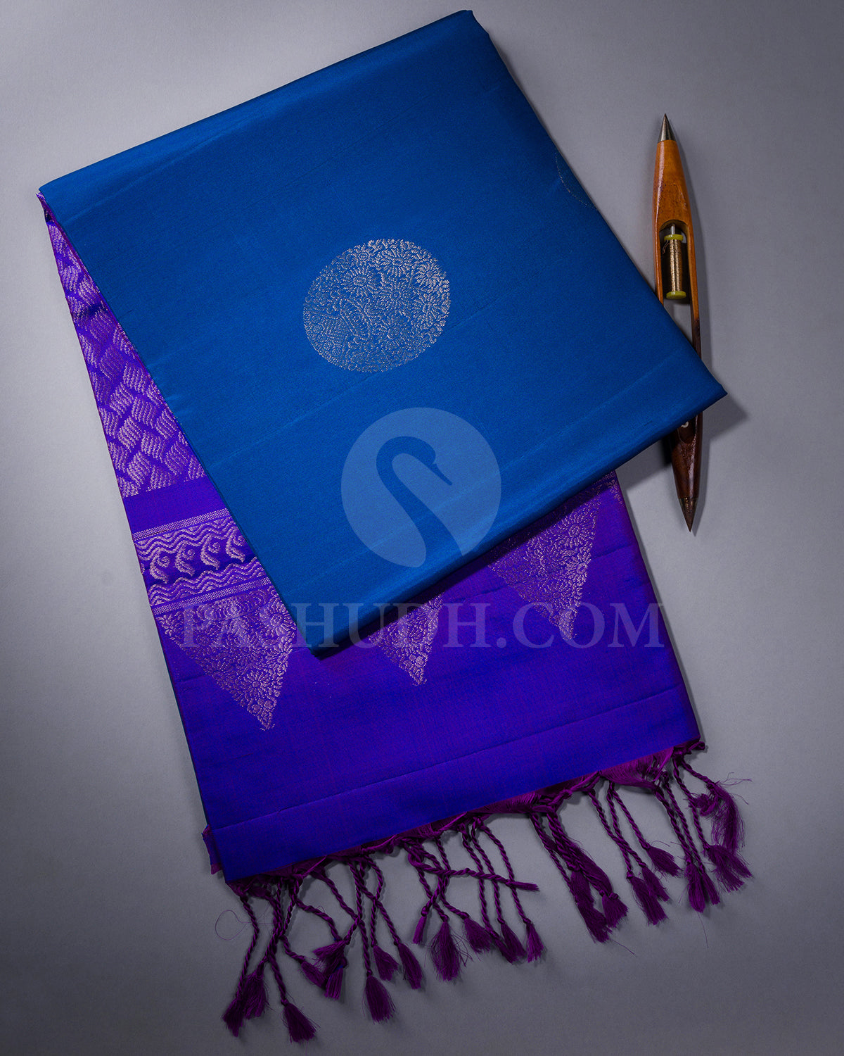 Cobalt Blue and Dual Tone Violet Soft Silk Saree - AC87