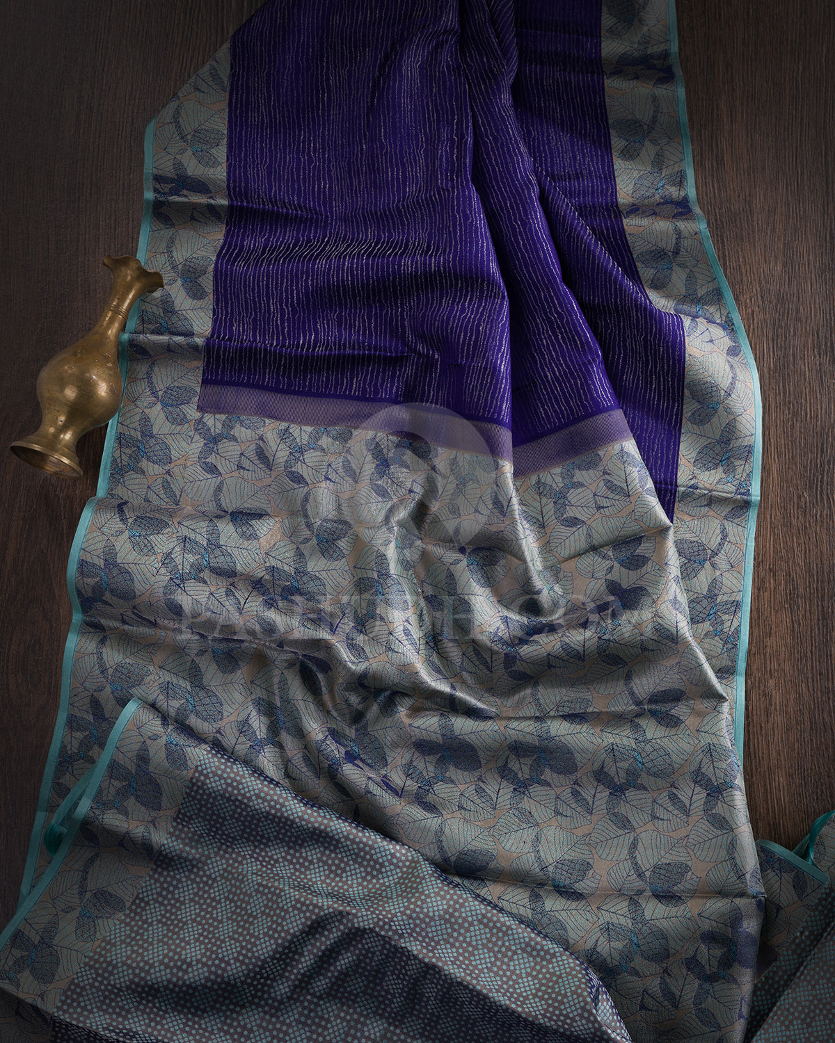 Royal Blue And Sea Green Kanjivaram Silk Saree - DT304(B)