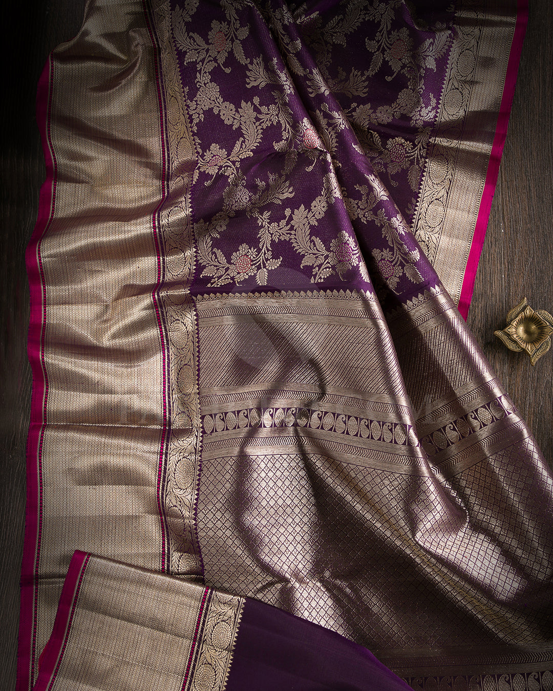 Aubergine Kanjivaram Silk Saree - S1345(A)