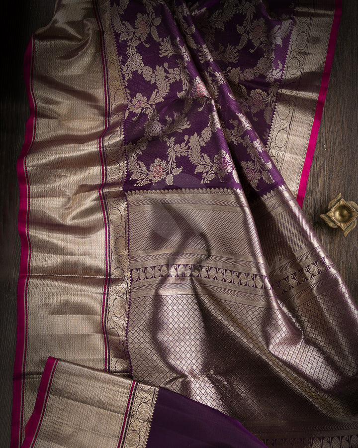 Aubergine Kanjivaram Silk Saree - S1345(A)