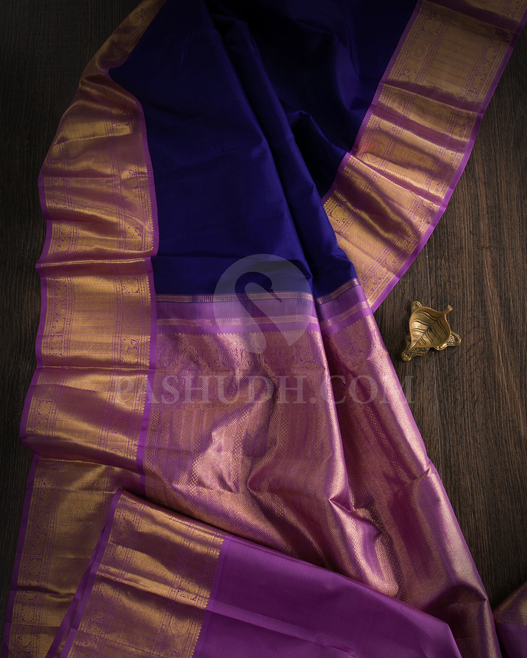 Dark Blue And Lavender Traditional Kanjivaram Silk Saree - SVJ71