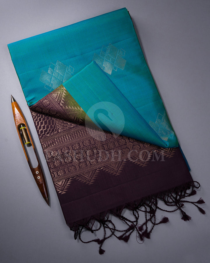 Dual Tone Brown and Taupe Dupion Soft SIlk Saree - AC30
