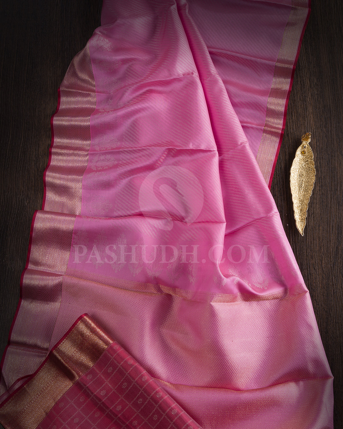 Mild Rose Pink Kanjivaram Silk Saree - DT279(B)