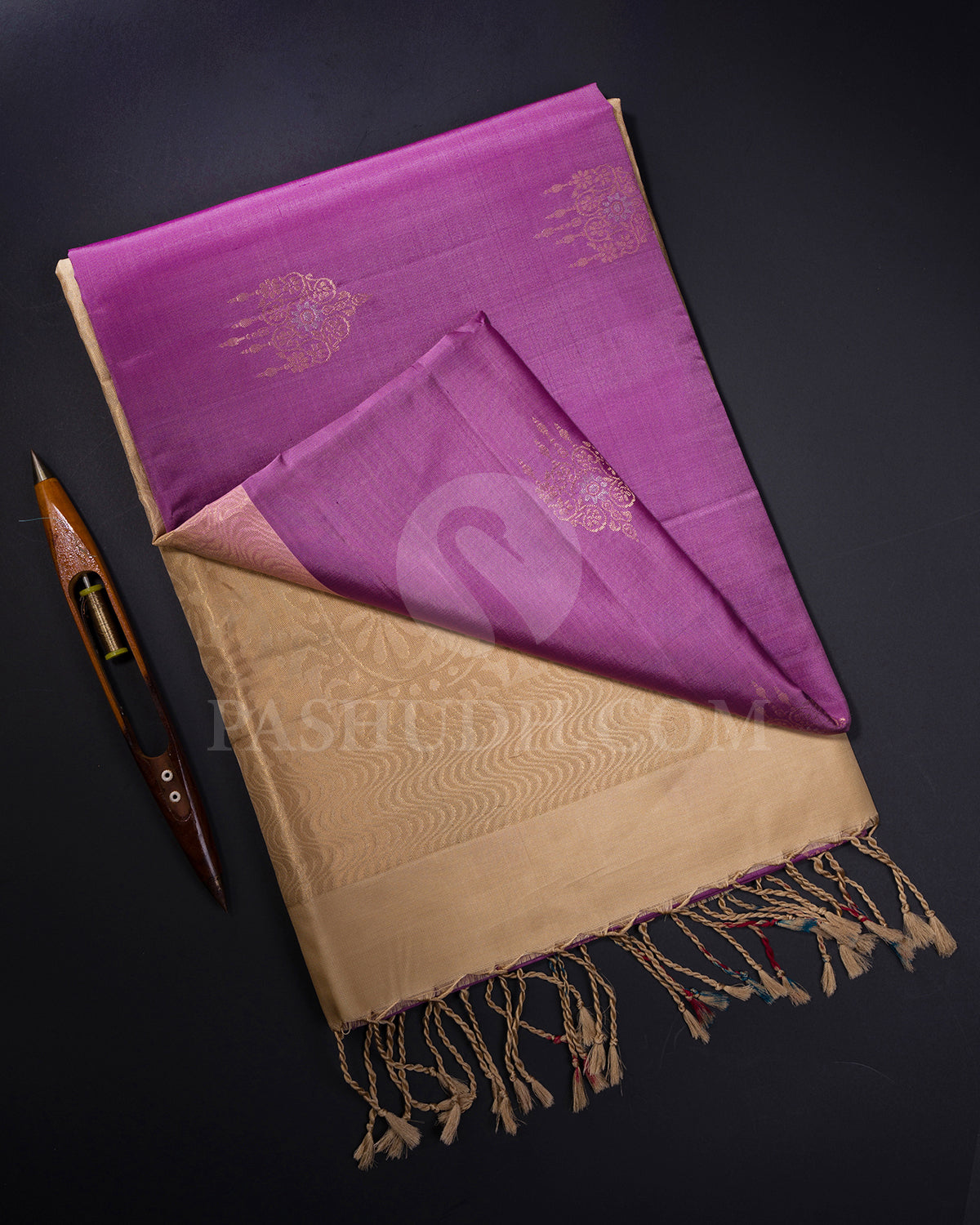 Lavender and Beige Soft Silk Saree - AC85