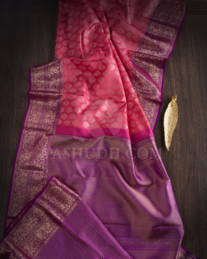 Baby Pink And Violet Kanjivaram Silk Saree -DT303(A)