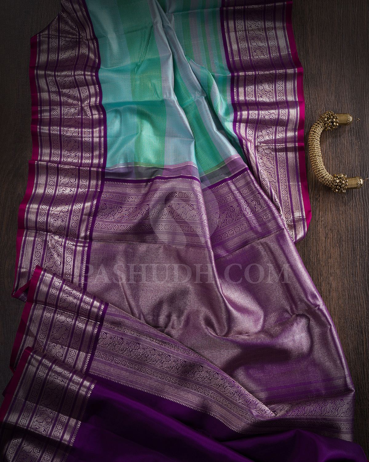 Green, Blue, Pink And Violet Kanjivaram Silk Saree - S1360( C )